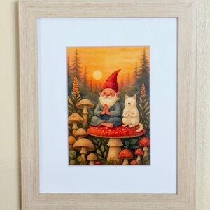 It’s a Gnome Life Kitty Namaste Print